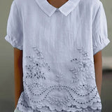 Lily | Floral Besticktes Hemd