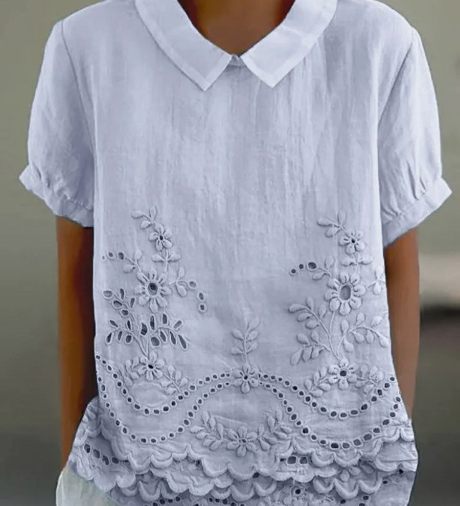 Lily | Floral Besticktes Hemd
