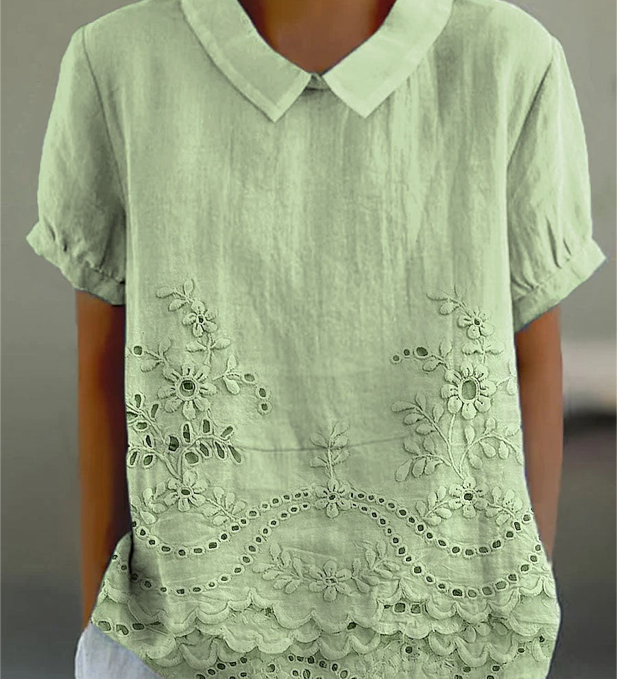 Lily | Floral Besticktes Hemd
