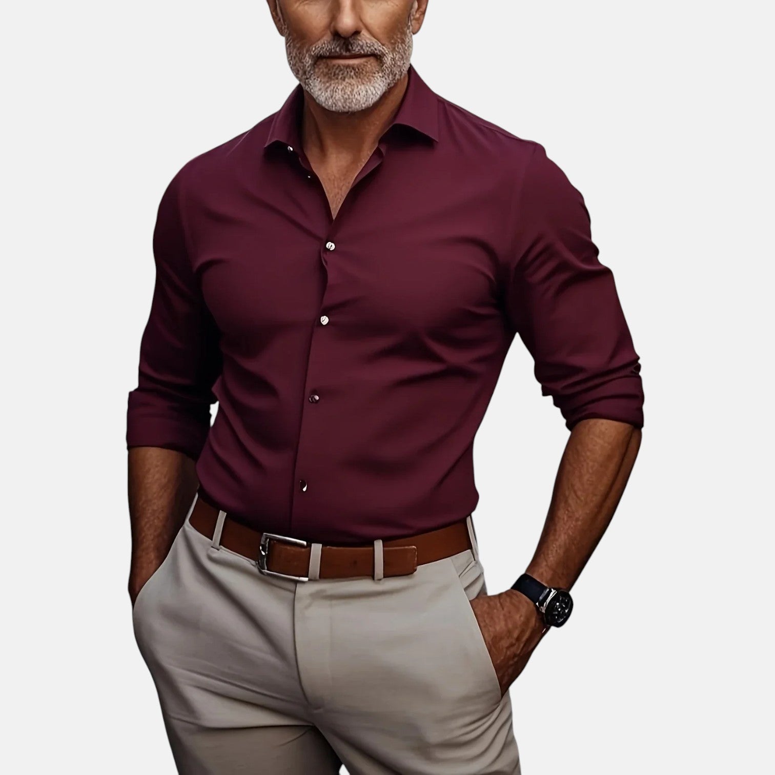 Herren Slim Fit Business Hemd mit Knitterfrei