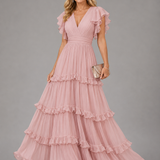 Zoe | Elegantes Maxikleid für die Hochzeit in Hellrosa