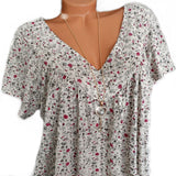 Van Elst Mode® | T-Shirt Flora mit V-Ausschnitt