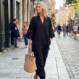Georgiana | V-Ausschnitt Tunika mit Gathered Hose Set