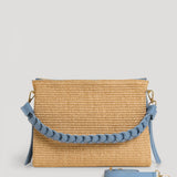 Braid Tasche aus Leder und Rafia Denim