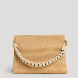 Braid Tasche aus Leder und Rafia Creme