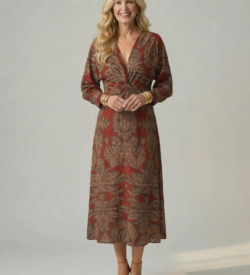 Lune | Natürliches Wickel-Midi-Kleid