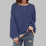 Gestreiftes Langarm-Sweatshirt mit Rundhalsausschnitt