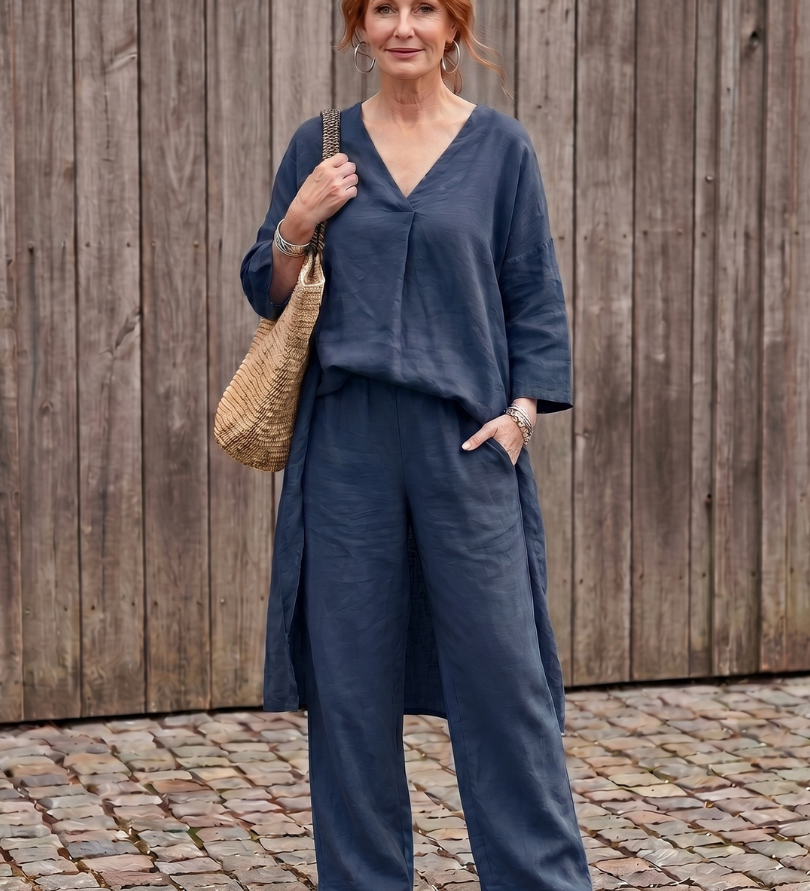 Onyx | Lockeres Tunika-Oberteil mit weitem Hosen-Set