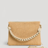 Braid Tasche aus Leder und Rafia Creme