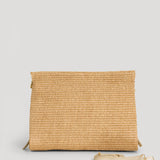 Braid Tasche aus Leder und Rafia Creme