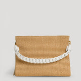 Braid Tasche aus Weißem Leder und Rafia