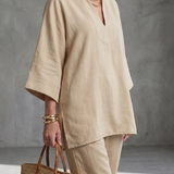 Georgiana | V-Ausschnitt Tunika mit Gathered Hose Set