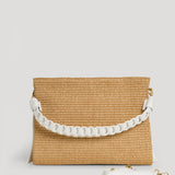 Braid Tasche aus Weißem Leder und Rafia