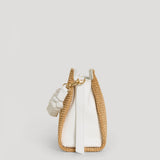 Braid Tasche aus Weißem Leder und Rafia