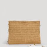 Braid Tasche aus Weißem Leder und Rafia