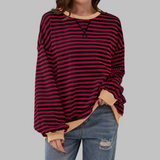 Gestreiftes Langarm-Sweatshirt mit Rundhalsausschnitt