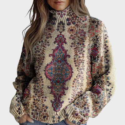 Steph - Künstlerischer Strick-Turtleneck-Pullover
