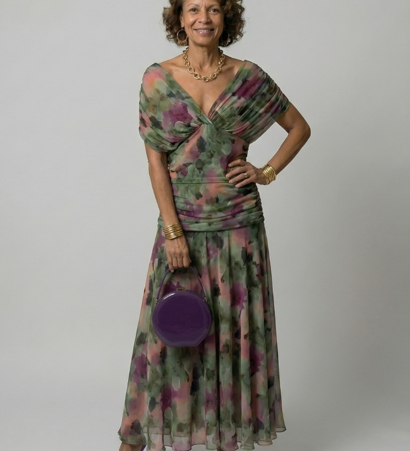 Calen | Off-Shoulder Fließende Midi-Kleider