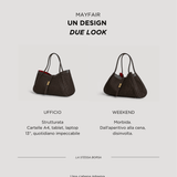 Borsa Mayfair aus Leder und Rafia Limited Edition Testa di Moro
