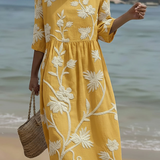 Yassy | Midikleid mit Pflanzen- und Blumenmuster