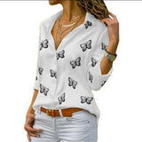 Van Elst Mode® | Locker fallende Bluse mit Schmetterlingsdruck