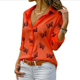Van Elst Mode® | Locker fallende Bluse mit Schmetterlingsdruck