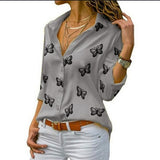 Van Elst Mode® | Locker fallende Bluse mit Schmetterlingsdruck