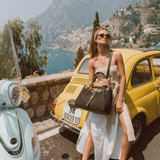 Borsa Mayfair aus Leder und Rafia Limited Edition Testa di Moro