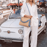 Braid Tasche aus Leder und Rafia Denim