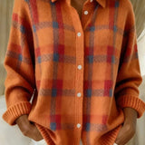 Meike | Karierter Strickcardigan mit Knöpfen