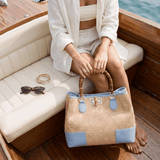 Bamboo Babe Tasche aus Leder und Rafia Denim
