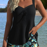 Gestreifter Zweiteiliger Tankini mit passendem Strandhöschen