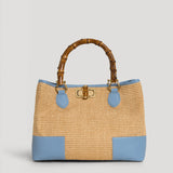 Bamboo Babe Tasche aus Leder und Rafia Denim
