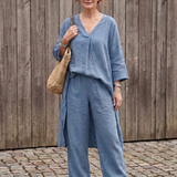 Onyx | Lockeres Tunika-Oberteil mit weitem Hosen-Set