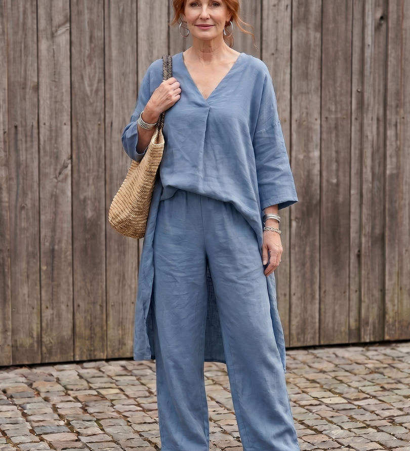 Onyx | Lockeres Tunika-Oberteil mit weitem Hosen-Set