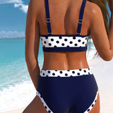 Liesbeth | Hochtaillierter Punkte-Bikini im Patchwork-Design
