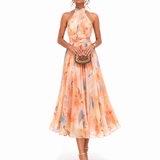 Aurora | Kleid mit Halterneck und Aquarelldruck