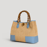Bamboo Babe Tasche aus Leder und Rafia Denim