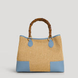 Bamboo Babe Tasche aus Leder und Rafia Denim