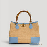 Bamboo Babe Tasche aus Leder und Rafia Denim