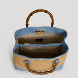 Bamboo Babe Tasche aus Leder und Rafia Denim