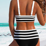Hochtaillierter gestreifter Bikini