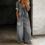 Soleil Denim Jumpsuit mit weitem Bein