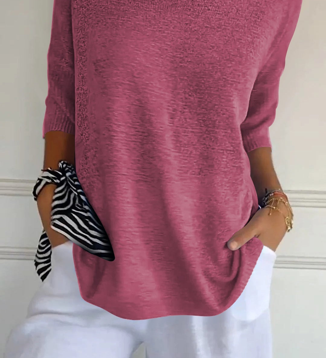 Gestricktes Top mit V-Ausschnitt
