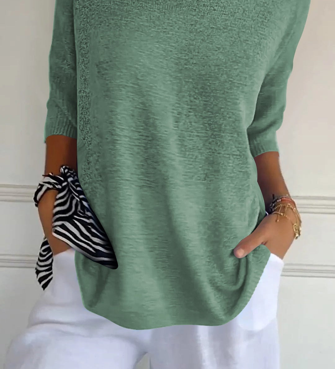 Gestricktes Top mit V-Ausschnitt