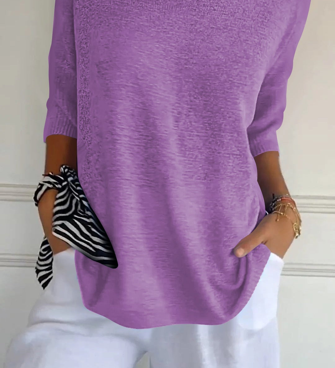 Gestricktes Top mit V-Ausschnitt