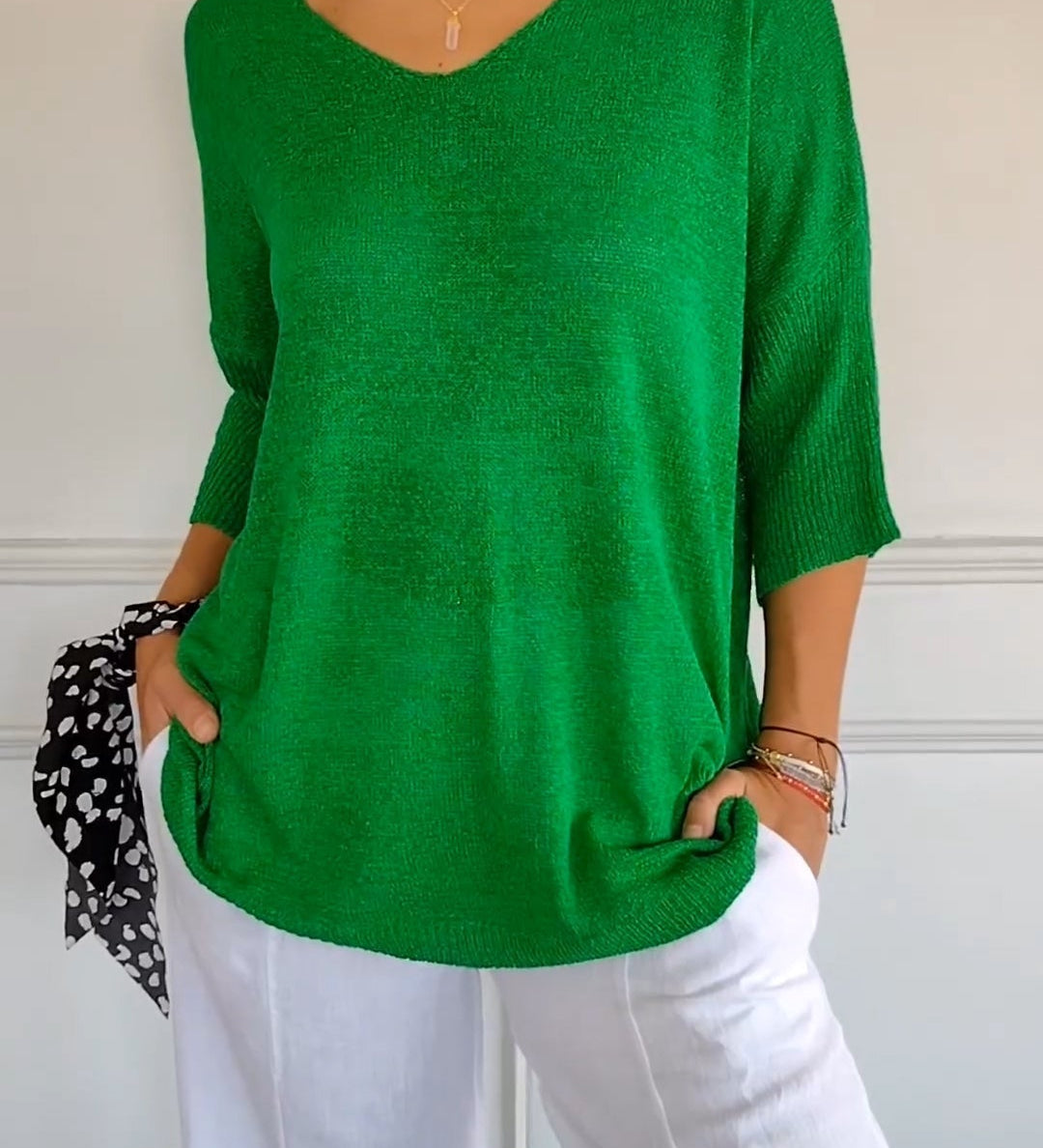 Gestricktes Top mit V-Ausschnitt