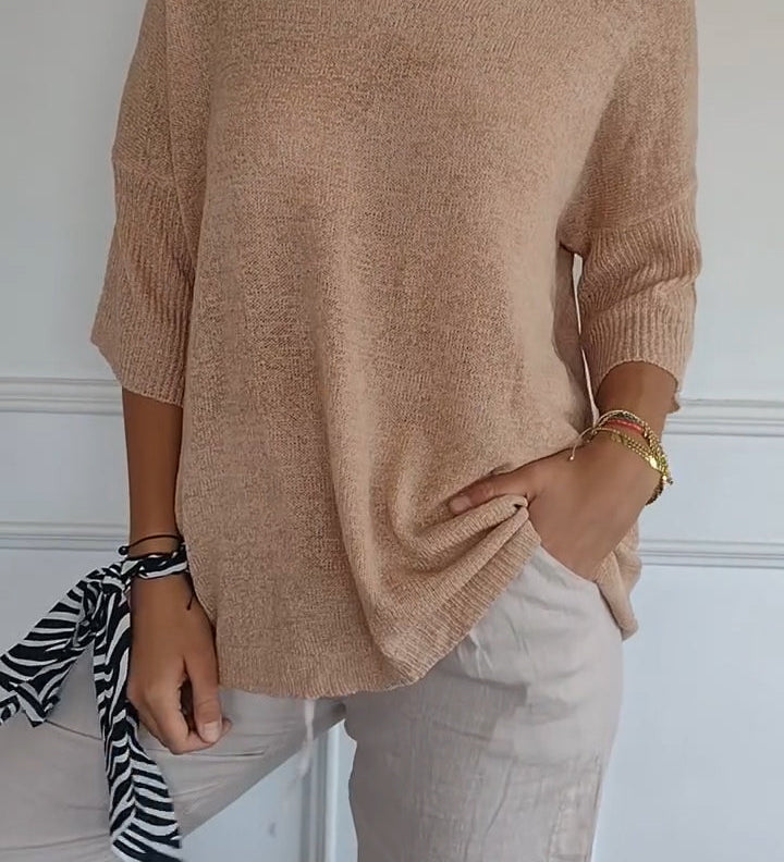 Gestricktes Top mit V-Ausschnitt