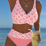 Zweiteiliger Bikini mit BH-Design und Diamantmuster