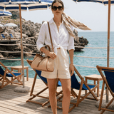 Mayfair Media Tasche aus Leder und Rafia